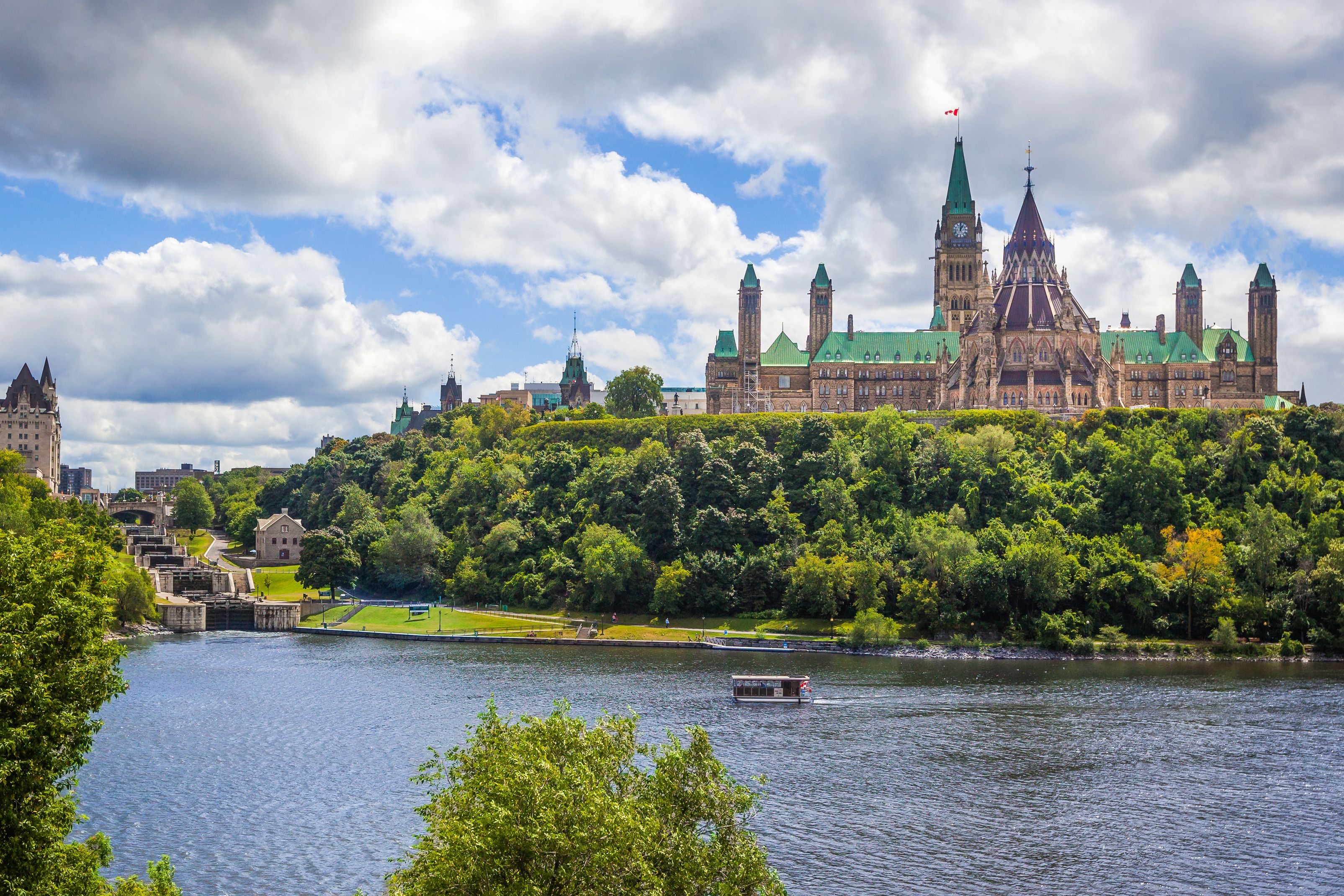 Parliament Building Ottawa From Rideau Canal 