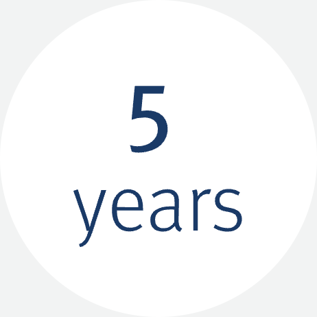 Large font graphic showing "5 years"